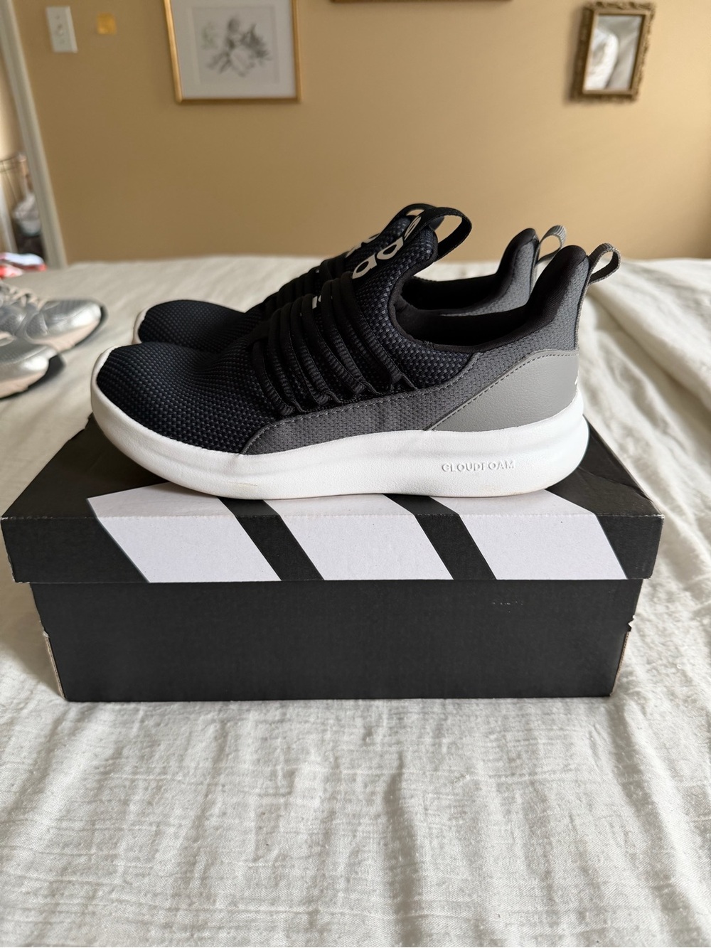 adidas Kids Black and Gray Cloudfoam Sneakers